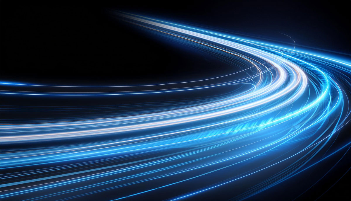 Dynamic light trails on a dark background