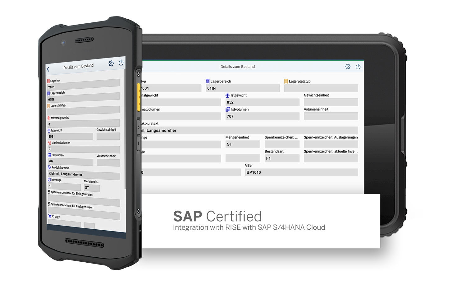 Abbildung von zwei Endgeräten mit dem Siegel der SAP für SAP Certified Integration